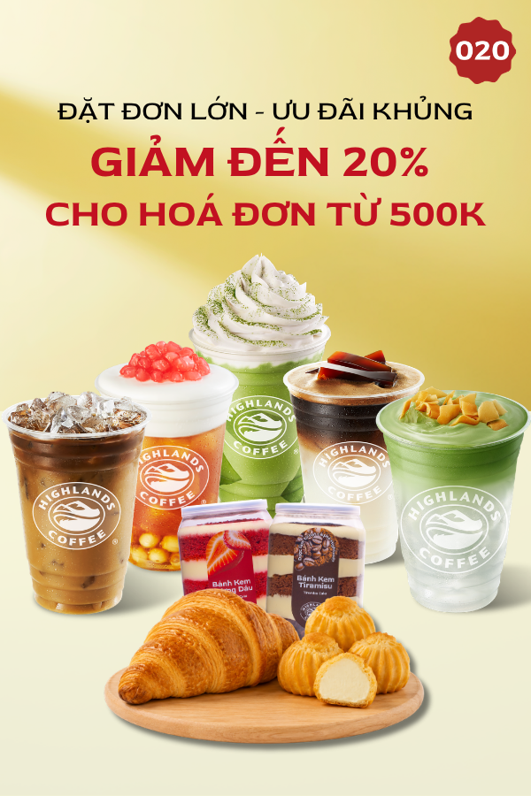Giảm đến 20% cho hoá đơn từ 500K - Đặt đơn lớn - ưu đãi khủng